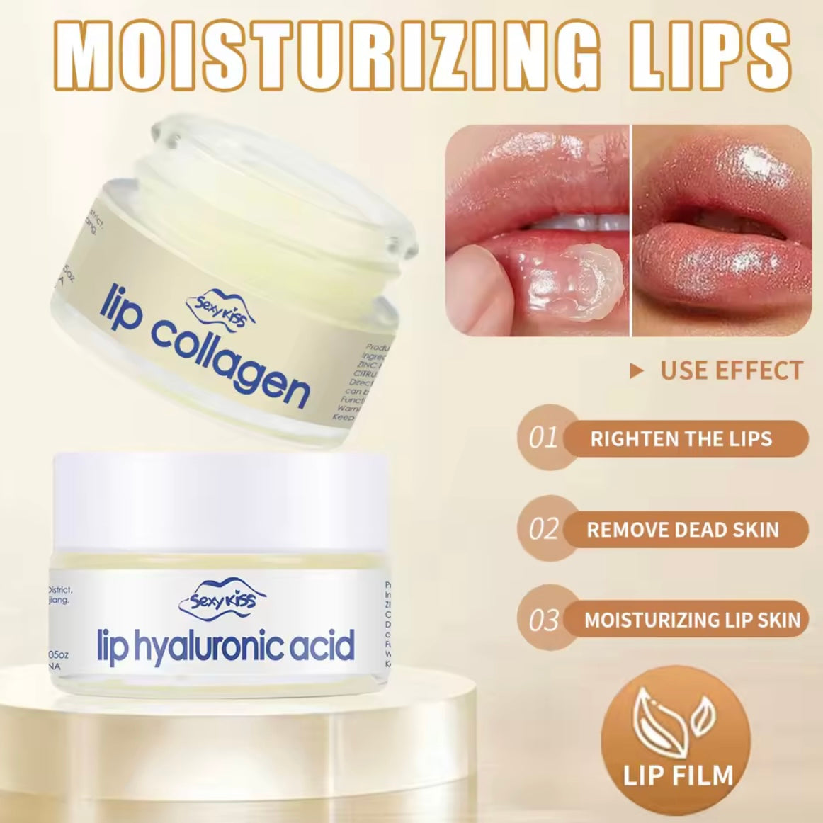 Hyaluronic acid collagen lip mask